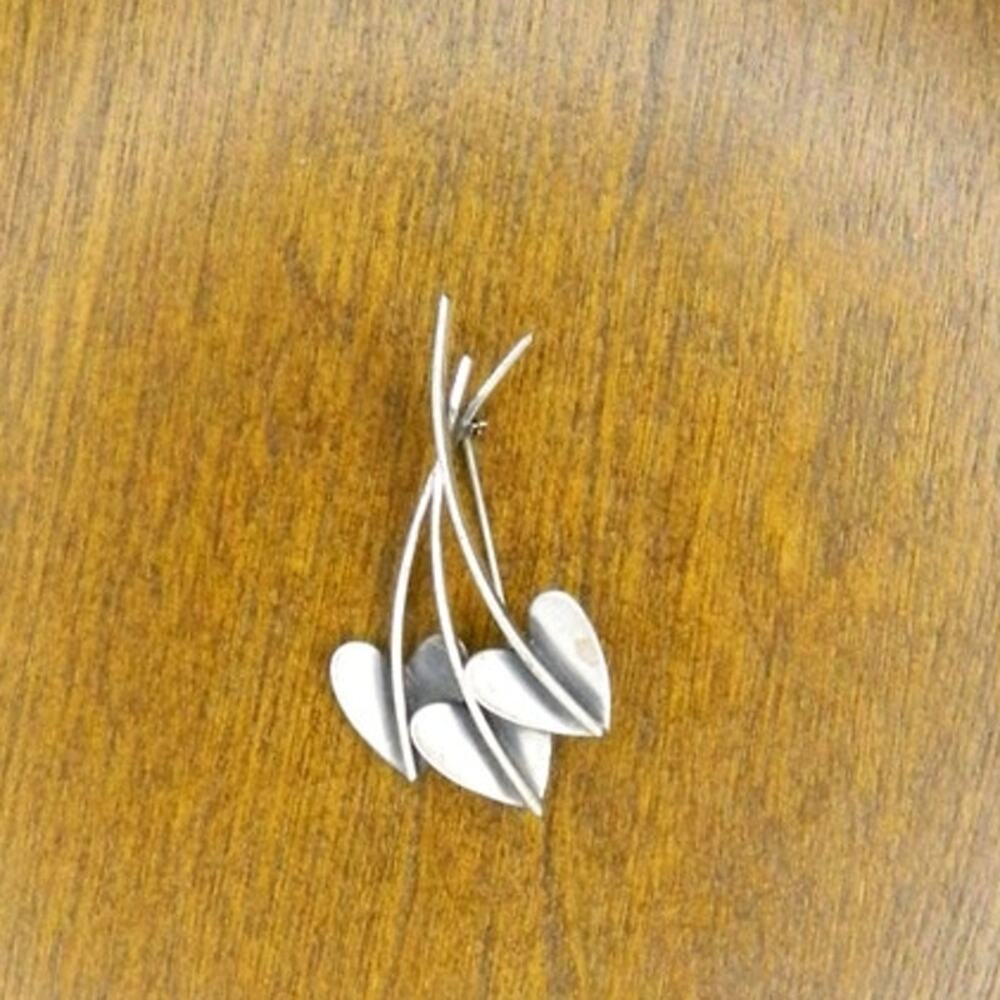 Sterling Brooch by Jewel Art Oxidized Silver Leaf Pin